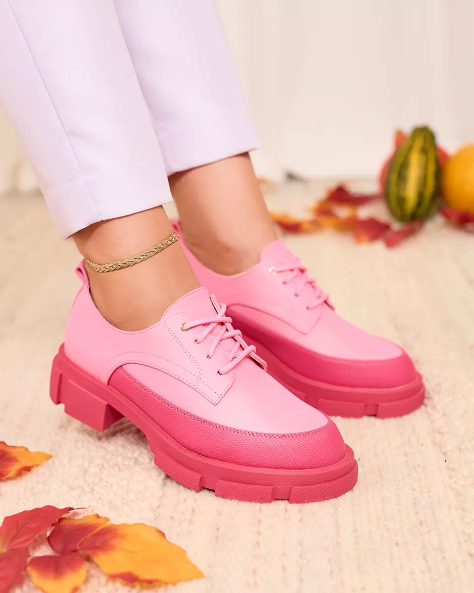 Royalfashion Pink Női matt félcsizma szilárd talppal Trendy Chunky