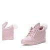 Różowe sneakersy na koturnie z uszami i pomponem Carry - Obuwie