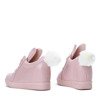Różowe sneakersy na koturnie z uszami i pomponem Carry - Obuwie