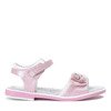 Różowo-białe dziewczęce sandały z aplikacją Ran- Obuwie