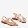 Różowo - złote damskie sandały na niskim obcasie Treunia - Obuwie