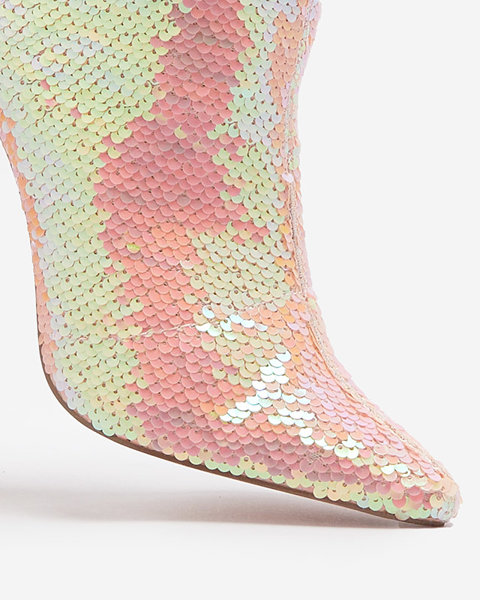 Rózsaszín holografikus női csizma flitterekkel Lexillo- Footwear