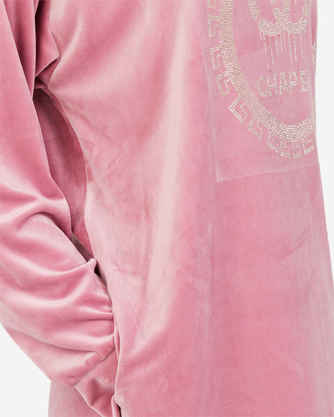 Rózsaszín hosszú női tunika cirkóniával - Ruházat