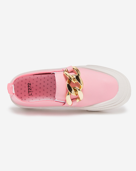 Rózsaszín női bebújós cipő vastagabb talpon Senula díszítéssel - Lábbeli