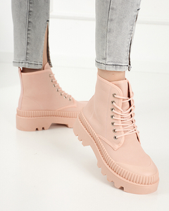 Rózsaszín női lapos sarkú csizma Roulle - Shoes