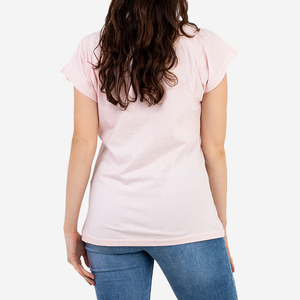 Rózsaszín női póló aranymintával - Ruházat