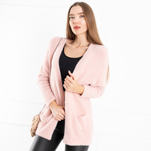 Rózsaszín női puha köpeny pulóver - Ruházat