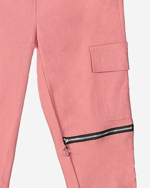 Sötét rózsaszín női cargo nadrág lánccal - Ruházat