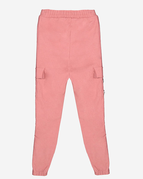 Sötét rózsaszín női cargo nadrág lánccal - Ruházat