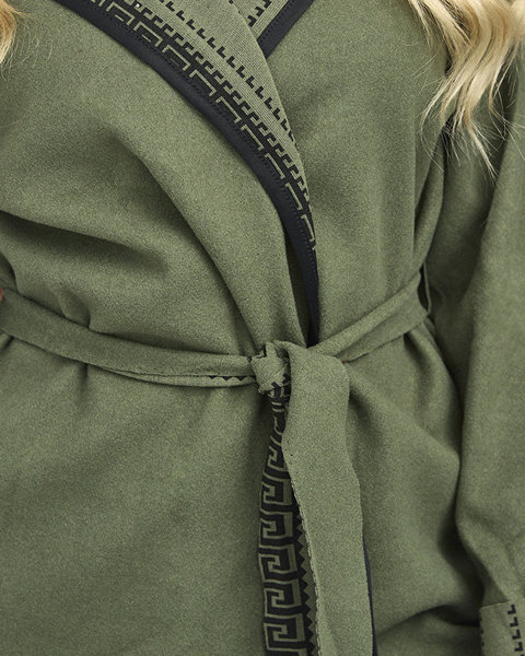 Sötétzöld női ágytakaró a'la kabát díszítéssel - Ruházat