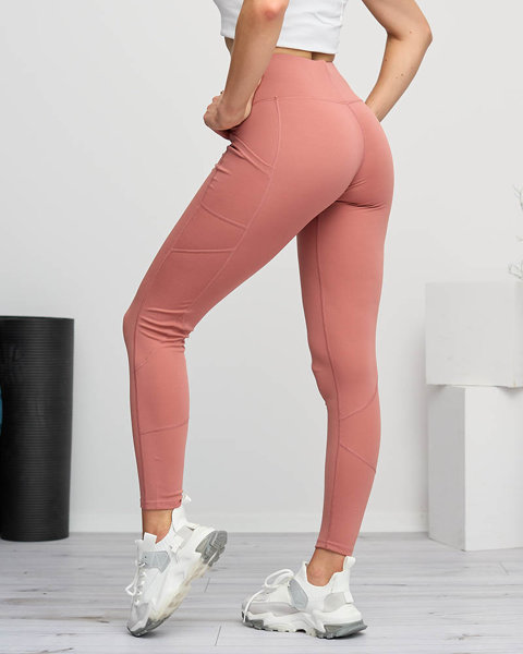 Sport sötét rózsaszín női leggings zsebekkel - Ruházat