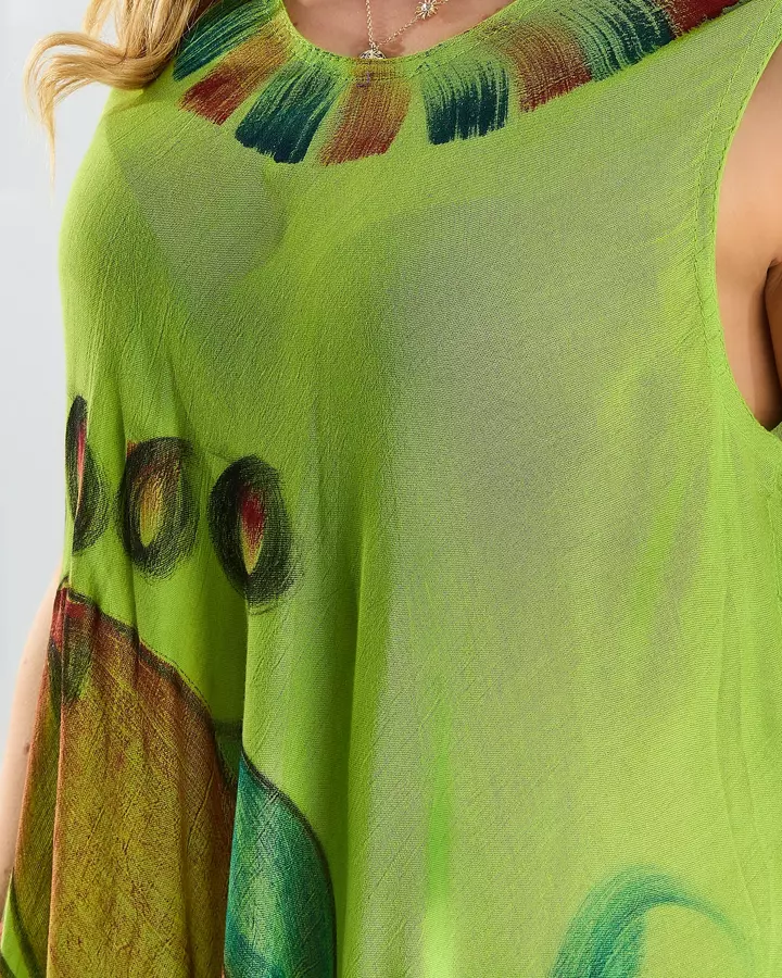 Strandzöld ruha-szoknya színes mintával - Ruházat