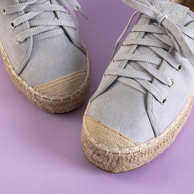 Szürke női cipők a'la espadrilles a Woilla platformon - Lábbeli