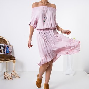 Világos rózsaszín női aszimmetrikus spanyol ruha - Ruházat