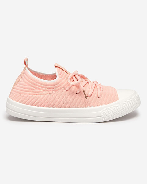 Világos rózsaszín női bordás tornacipő Manfer- Shoes