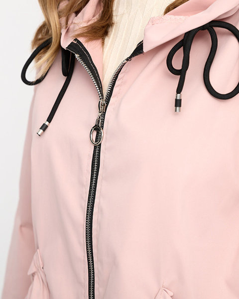 Világos rózsaszín női kabát kabát kapucnival- Ruházat