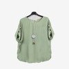 Zielona damska bluzka z krótkim rękawem - Odzież