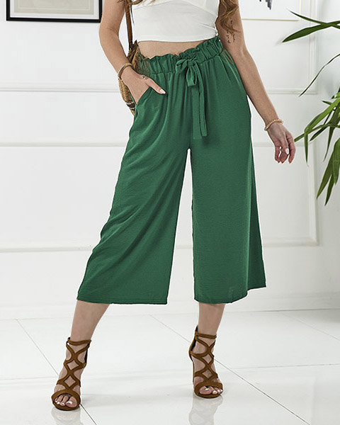 Zöld női széles kulott nadrág - Ruházat