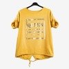 Żółta damska tunika z napisami - Odzież