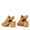 Żółte ażurowe sandały na słupku Farrell - Obuwie