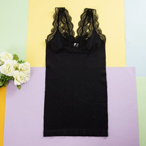 női fekete csipke pántos felső - ruházat