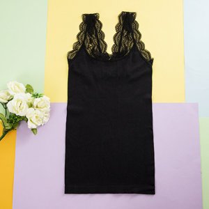 női fekete csipke pántos felső - ruházat